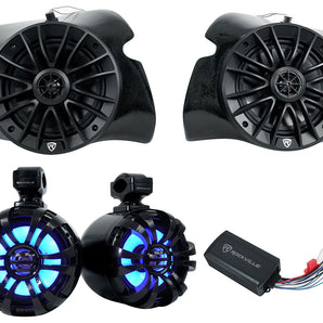 Rockville RZL6 Panel+Tower Speakers+PS40 Amp For 2014-2018 Polaris RZR XP41000