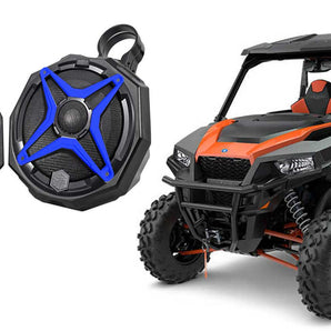 2 6.5" Rear Pro Fit Cage Harness Bar SSV Speakers for Polaris General+Blue Grill