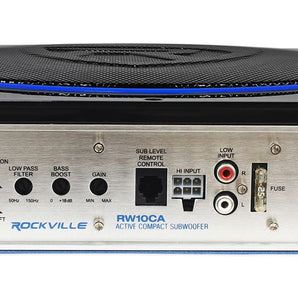 Rockville RW10CA 10 800 Watt Slim Low Profile Active Powered Car Subwoofer Sub