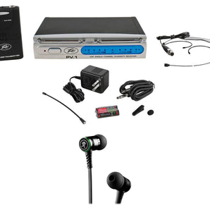 Peavey PV-1 U1 BHS 923.700MHZ UHF Wireless Headset Microphone Mic+Mackie earbuds