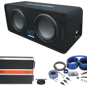 Memphis Audio M7E12D1 M7 Dual 12" 3000w Car Subwoofers+Enclosure Box+Amplifier