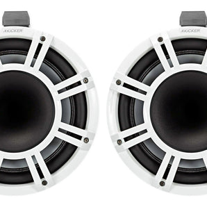 2) KICKER KMTC11 HLCD 11" 600w White Wakeboard Tower Speakers w/Horns 44KMTC114W