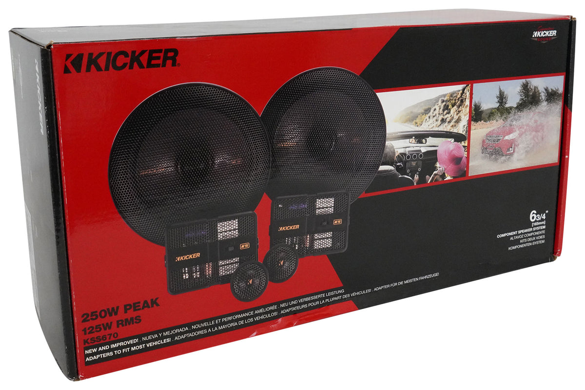 Pair Kicker 51KSS6704 6.75" Car Audio Component Speakers w/1" Tweeters