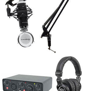 Rockville R-TRACK SOLO 1-Person Podcast Podcasting Recording Kit w/ Boom Arm