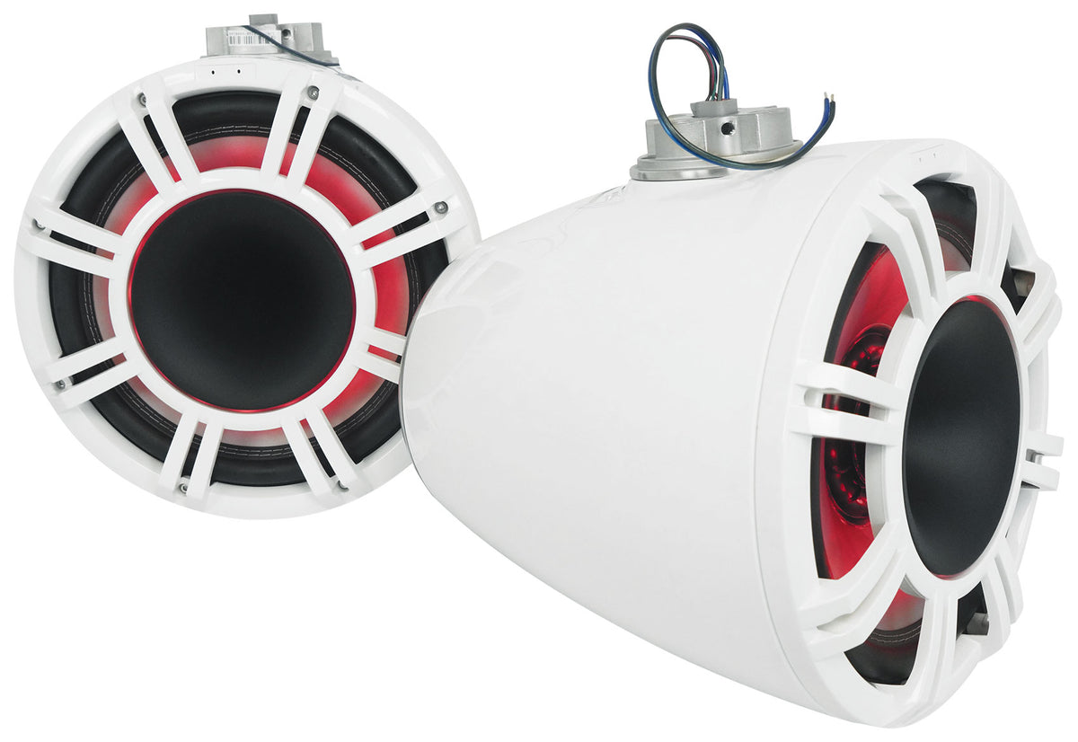 Pair KICKER 47KMFC11W 11" Marine Horn Loaded Flat Mount Tower Speakers KMFC11W