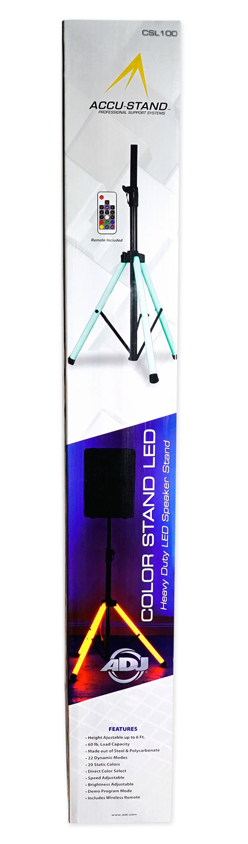 American DJ CSL100 Color Stand LED Tripod Speaker Stand w/Color LED's + Remote