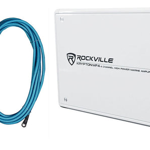 Rockville KRYPTON MF4 2400w Peak 4 Channel White Marine Boat Amplifier + Amp Kit