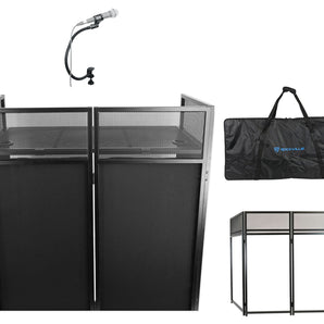 Rockville ROCKBOOTH XL DJ Booth Event Facade+Table+Bag+Scrim+Gooseneck Mic Stand