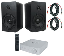 2 Rockville RockShelf 58B 360w Black 5.25" Bookshelf Speakers+Bluetooth/Wifi Amp