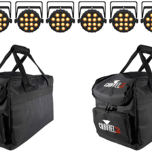 (8) Chauvet DJ SLIMPAR Q12 BT ILS Wireless Par Wash Up-Lights w/ Bluetooth+Bags