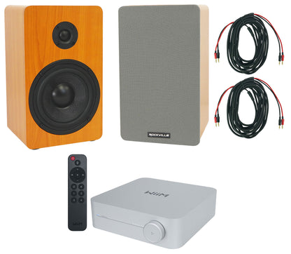 2) Rockville RockShelf 58C 360w 5.25" Wood Bookshelf Speakers+Bluetooth/Wifi Amp