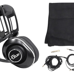 Blue Lola Black Sealed Over-Ear Studio Headphones+Samson Recording Podcast Mic