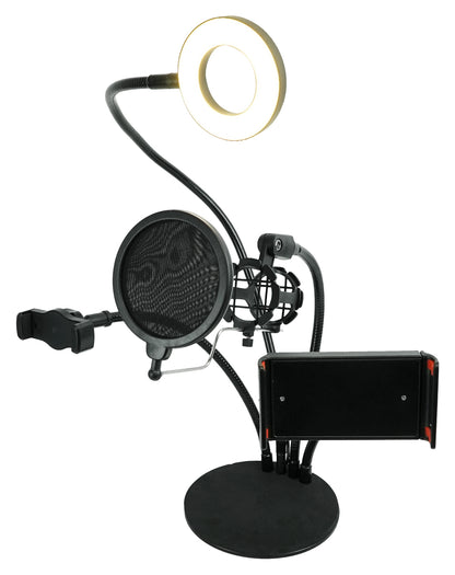 Broadcast Podcast Podcasting Mic + Selfie Light + Phone + Tablet Holder