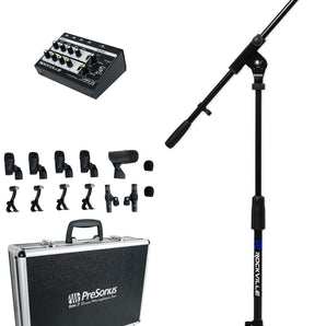 PRESONUS DM-7 Seven-Piece Drum Microphone Kit 7 Drum Mics w/ Case+Mixer+Stand