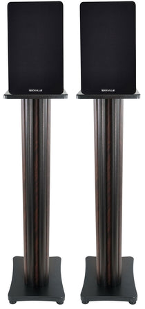 RockShelf 68D 400w Dark Wood 6.5" Bookshelf Speakers+36" Stands