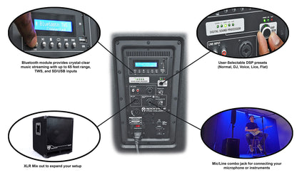 Rockville TITAN COLUMN 12 Karaoke Machine System+(2) Wireless Mics+Tablet Stand