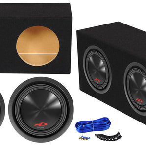 (2) Alpine SWR-8D2 8" 1000w Dual 2 Ohm Car Subwoofer+Sealed Sub Enclosure Box