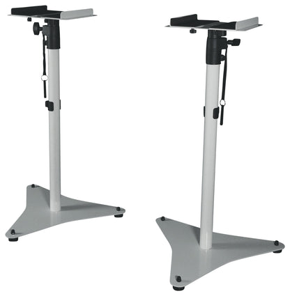RockShelf 64W 6.5" Home Bookshelf Speakers+White Adjustable Stands