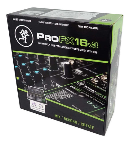 ProFX16v3 16-Channel 4-Bus Professional Effects Mixer w/USB + Semi-Hard Bag