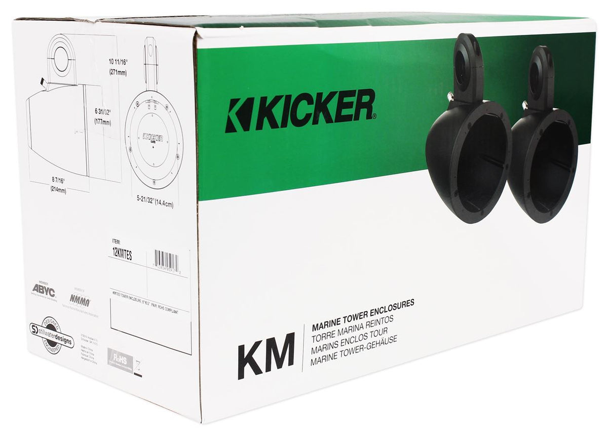 Pair Kicker 12KMTES Marine Wakeboard Tower Enclosures For 6" and 6.5" Speakers
