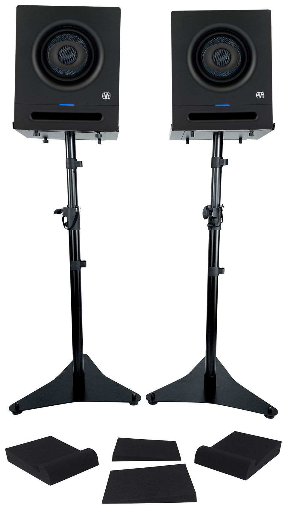 (2) Eris Pro 4 Studio Monitors + Adjustable Stands + Isolation Pads