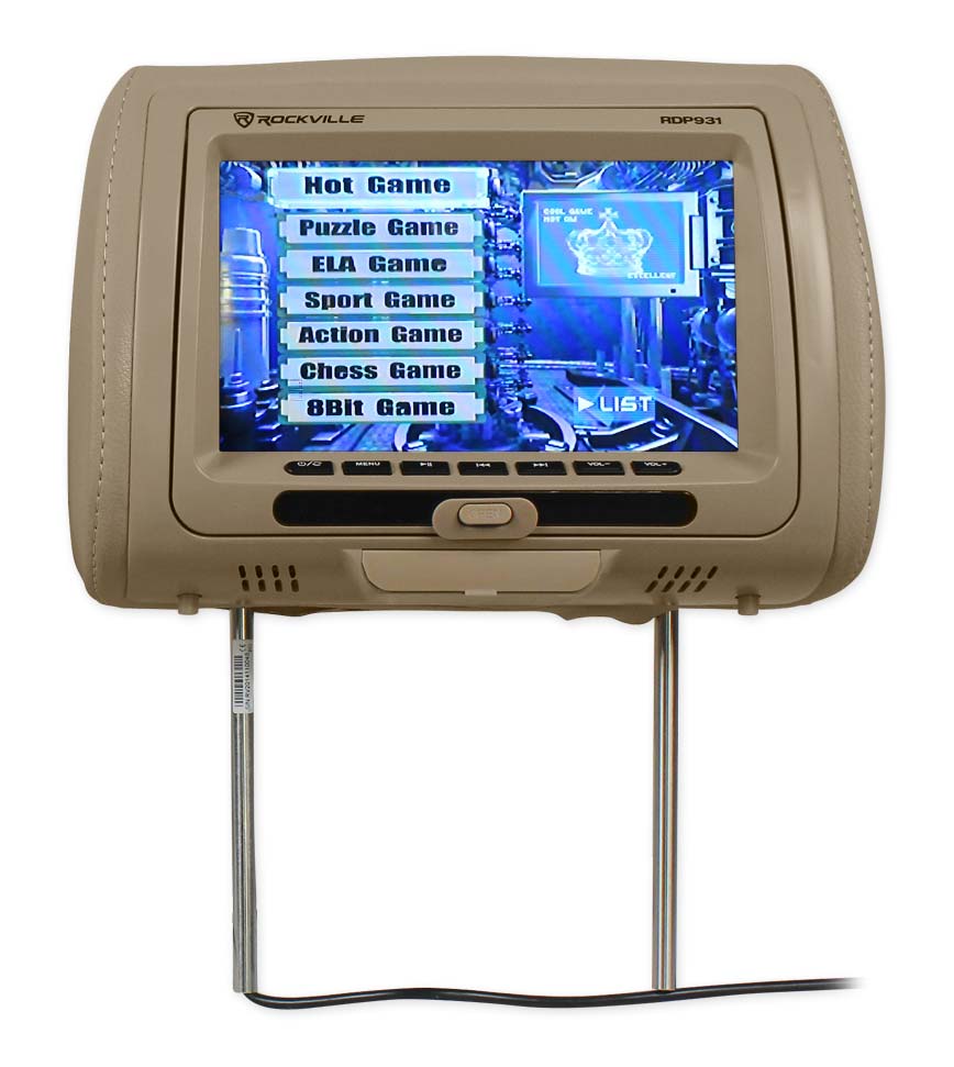 New Rockville RDP931-BG 9” Beige Car DVD/USB/HDMI Headrest Monitors+Video Games