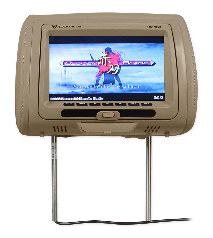 New Rockville RDP931-BG 9” Beige Car DVD/USB/HDMI Headrest Monitors+Video Games