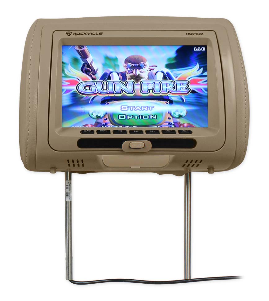 New Rockville RDP931-BG 9” Beige Car DVD/USB/HDMI Headrest Monitors+Video Games