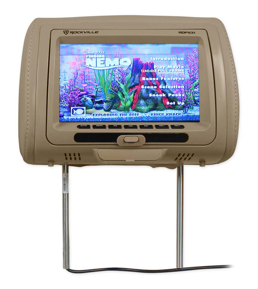 New Rockville RDP931-BG 9” Beige Car DVD/USB/HDMI Headrest Monitors+Video Games