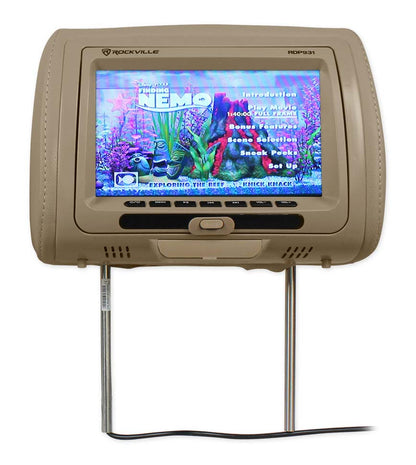 New Rockville RDP931-BG 9” Beige Car DVD/USB/HDMI Headrest Monitors+Video Games