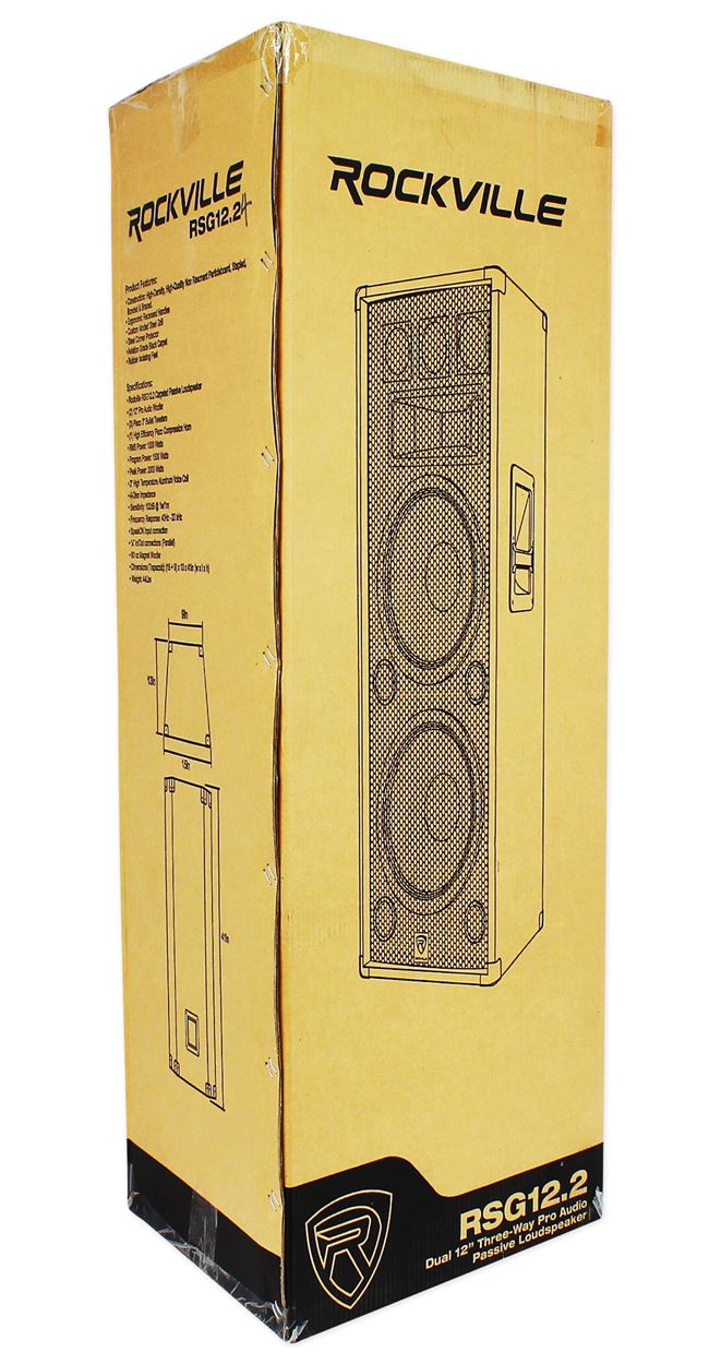 Rockville RSG12.2 Dual 12" 2000 Watt 3-Way 4-Ohm Passive DJ/Pro Audio PA Speaker