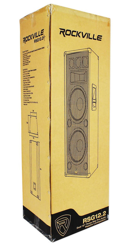 Rockville RSG12.2 Dual 12" 2000 Watt 3-Way 4-Ohm Passive DJ/Pro Audio PA Speaker