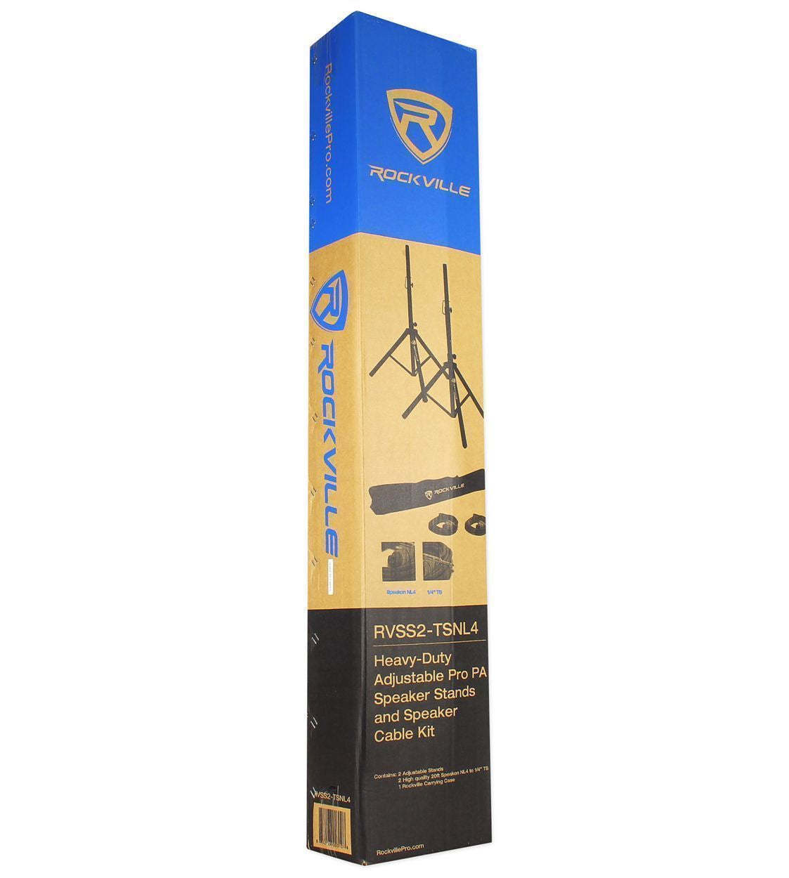 Pair of Rockville Tripod Speaker/Lighting Stands+(2) 20 Foot 1/4-SpeakOn Cables