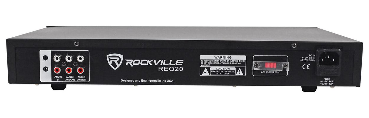 Rockville REQ20 19 Rack Mount Pro Dual 10 Band Graphic Equalizer EQ w/VU Meters