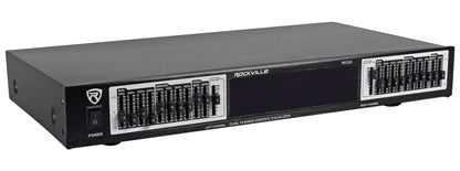 Rockville REQ20 19 Rack Mount Pro Dual 10 Band Graphic Equalizer EQ w/VU Meters