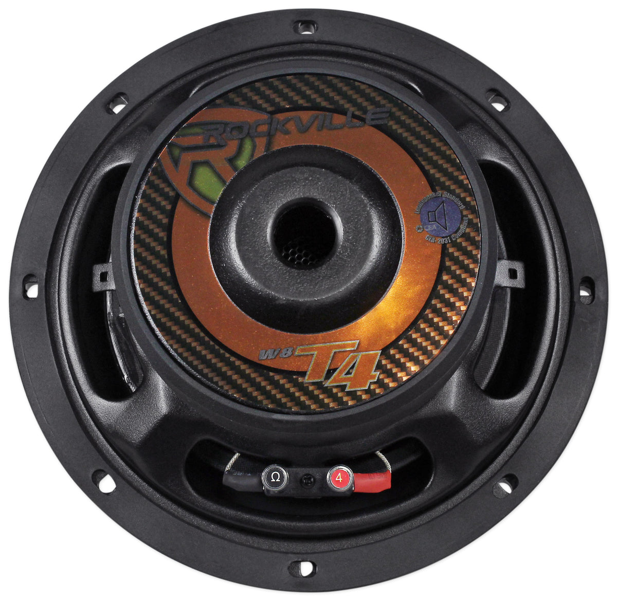 Rockville W8T4-S4 8 Shallow Mount 1000 Watt Subwoofer, CEA-2006 Compliant 4-Ohm