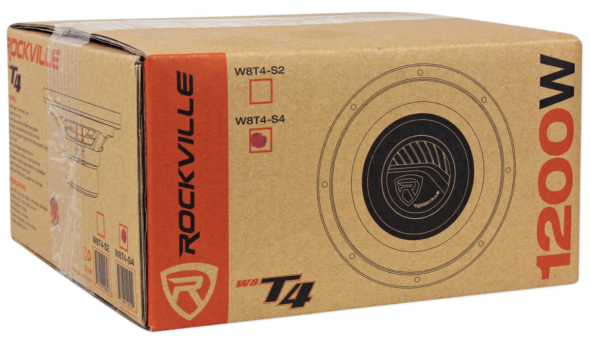 Rockville W8T4-S4 8 Shallow Mount 1000 Watt Subwoofer, CEA-2006 Compliant 4-Ohm