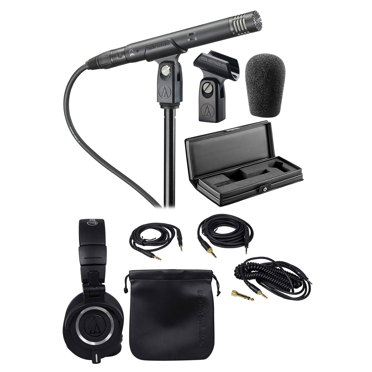 AT4051B Condenser Microphone & ATH-M50X Studio Headphones Bundle