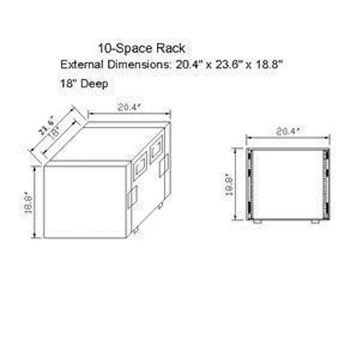 Pro X T-10RSS 10U Space ATA Equipment Rack Case w/4" Wheels/Casters