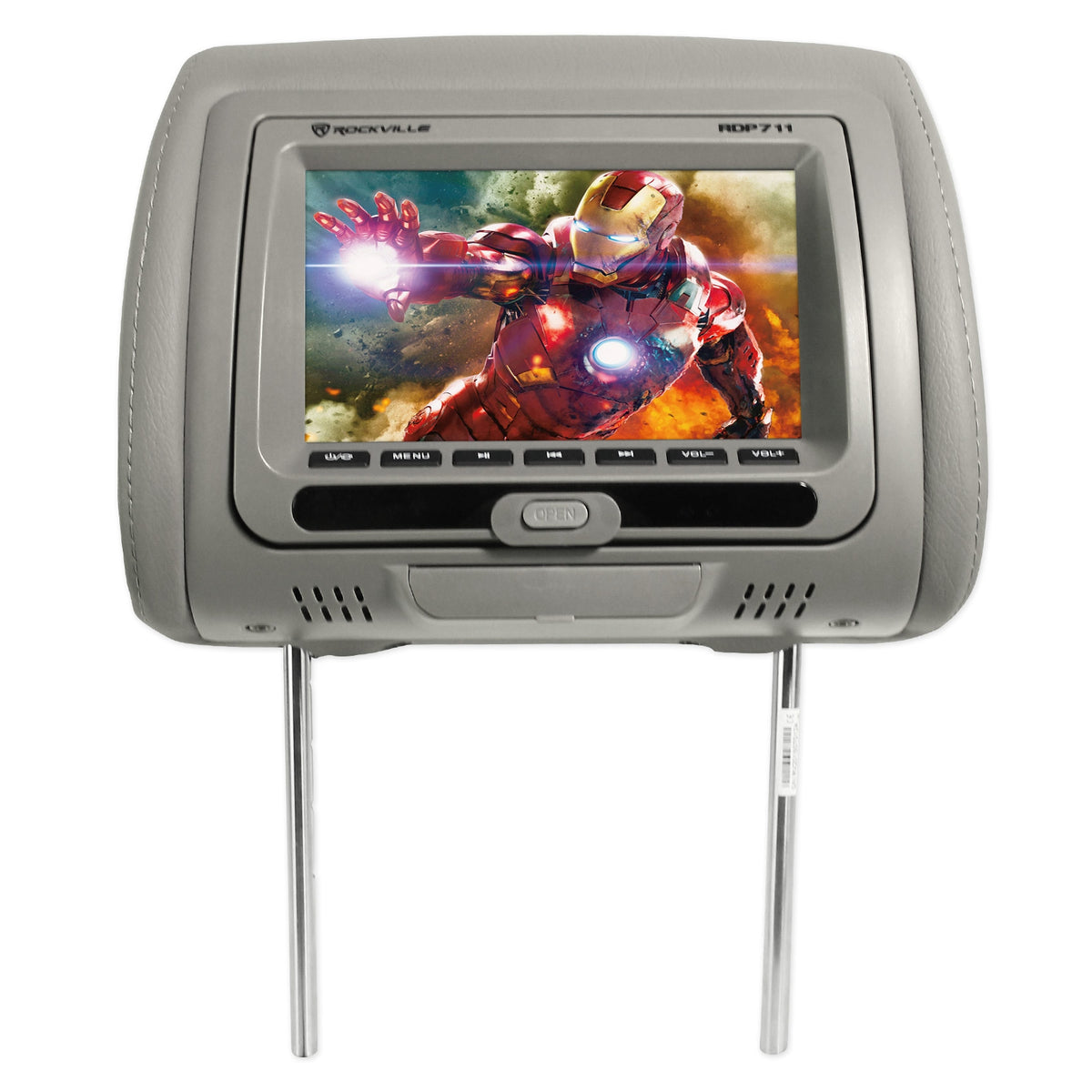 Rockville RDP711-GR 7” Grey Car Headrest Monitors w/DVD Player/USB/HDMI+Games+SD