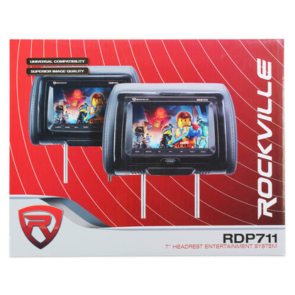 Rockville RDP711-GR 7” Grey Car Headrest Monitors w/DVD Player/USB/HDMI+Games+SD