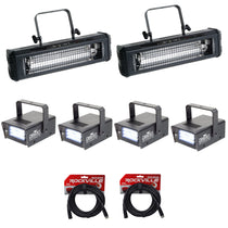 (2) Mega Flash DMX 800W Strobe Lights + (4) Mini LED Strobes + (2) DMX Cables