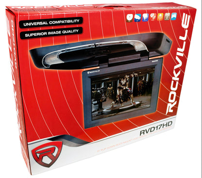 Rockville RVD17HD Grey-GR 17" Flip Down Car Monitor w DVD/HDMI/USB/SD/Games Gray