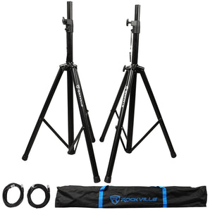 Pair of Rockville Adjustable Tripod Speaker/ Light Stands and (2) 20 Foot XLR Cables