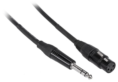 Rockville RCXFB10B 10' Female XLR to 1/4'' TRS Cable Black, 100% Copper