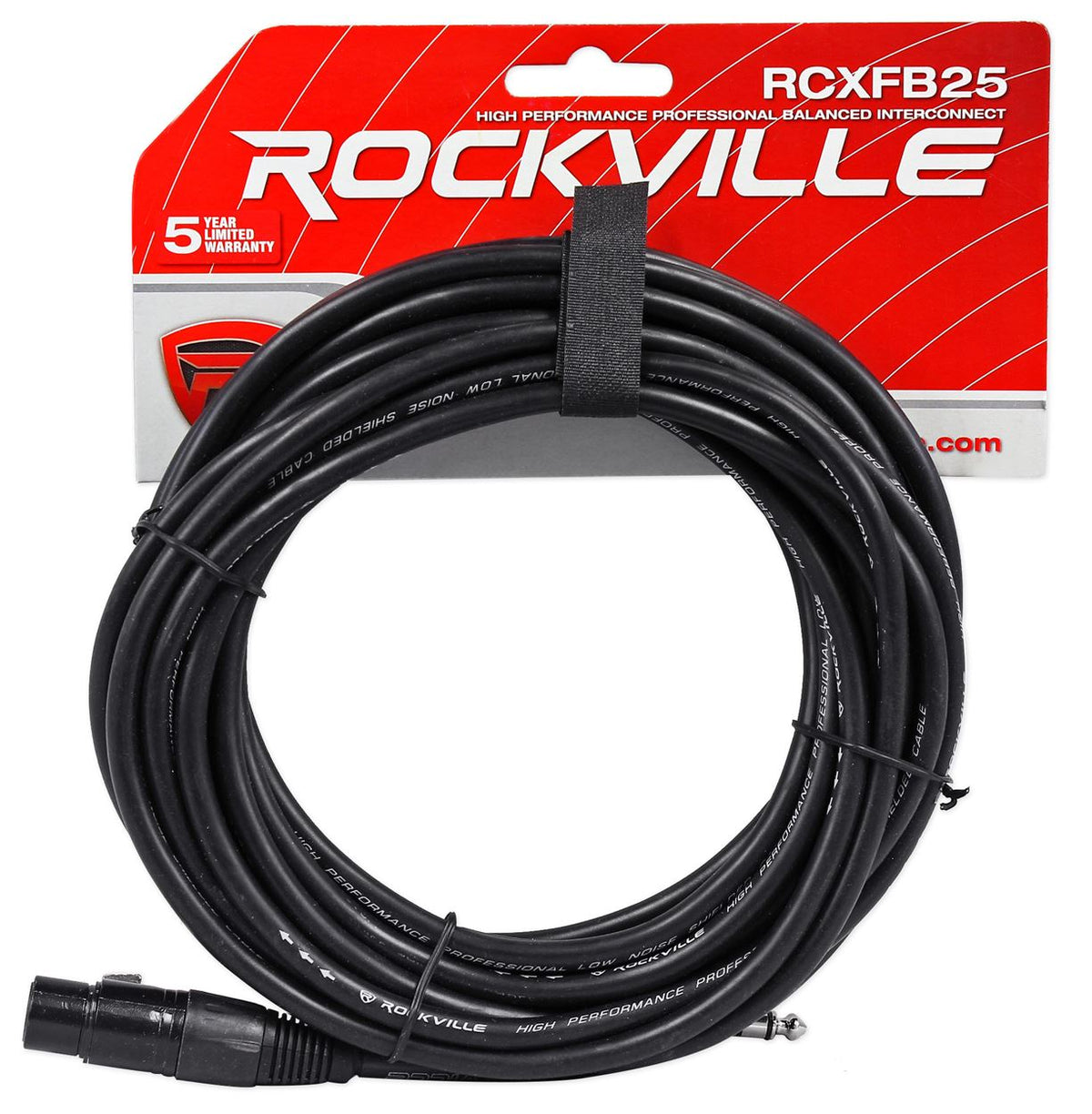 Rockville RCXFB25B 25' Female REAN XLR to 1/4'' TRS Cables Black 100% Copper