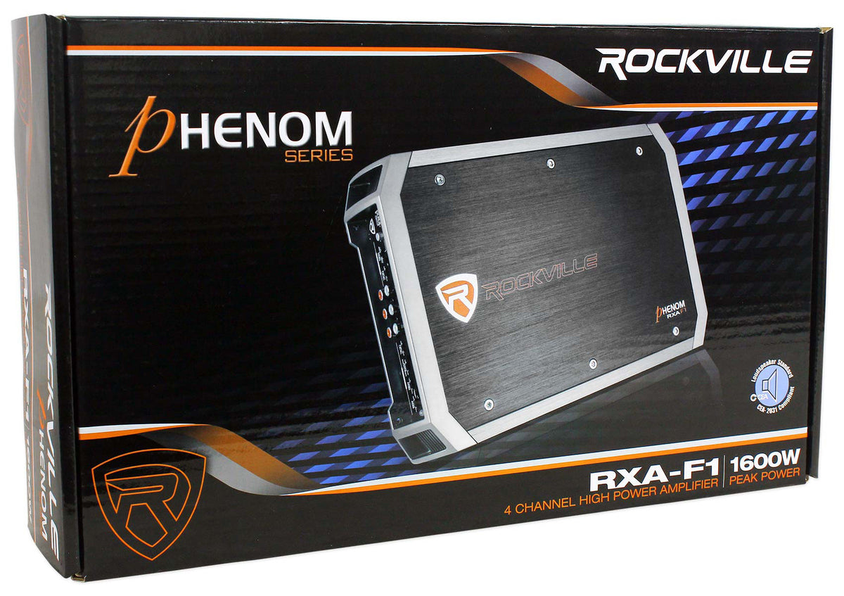 Rockville RXA-F1 1600 Watt Peak/400w CEA RMS 4 Channel Car Stereo Amplifier