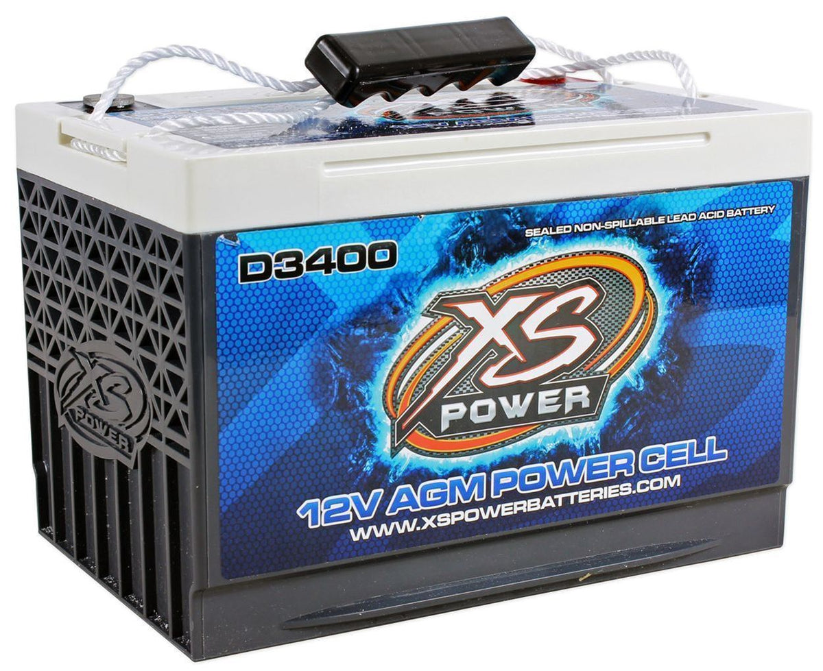 XS Power D3400 3300 Amp AGM Power Cell Car Audio Battery + Terminal Hardware