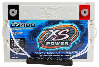 XS Power D3400 3300 Amp AGM Power Cell Car Audio Battery + Terminal Hardware