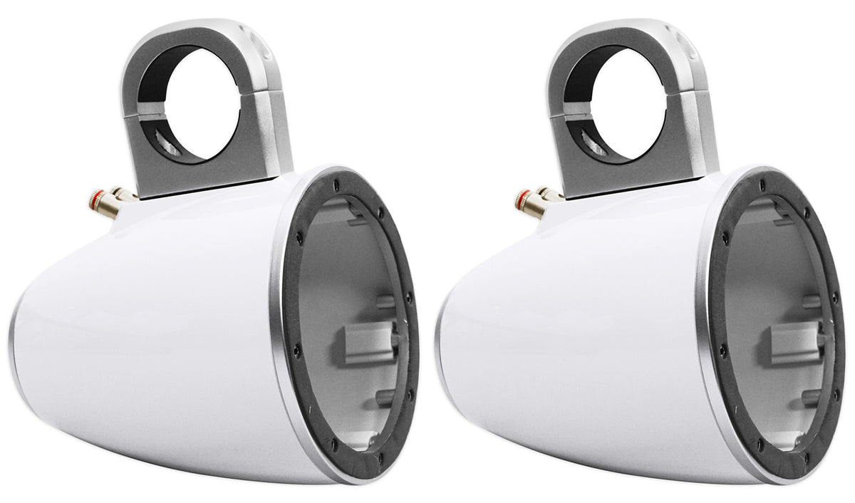 Pair Kicker 43KMTES8W White Marine 8" Speaker Wakeboard Tower Enclosures KMTES8